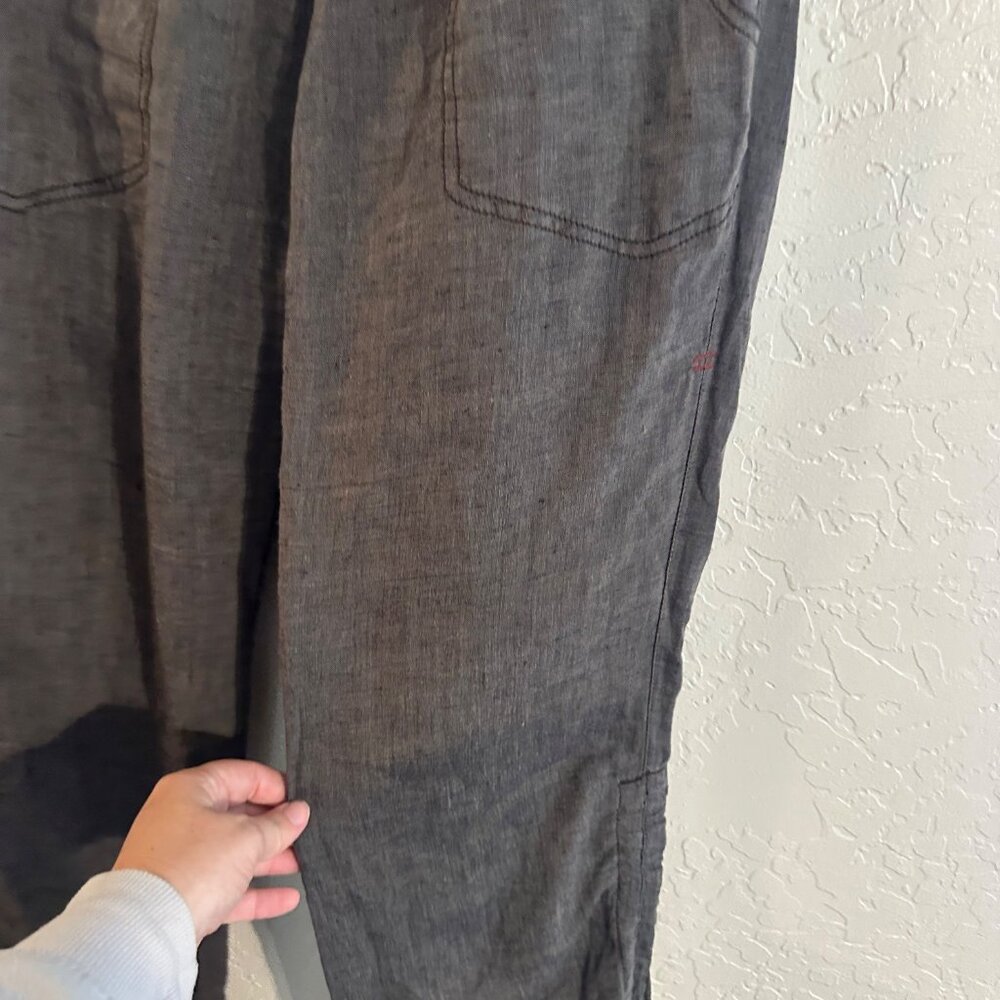 Toad & Co. 100% Linen “Lina” Brown Hippie Style Drawstring Heathered Cinch Pants - Picture 7 of 12